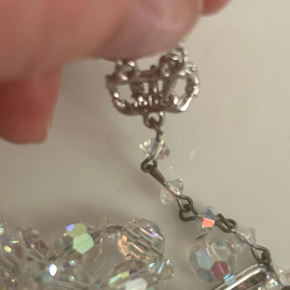 Vintage Hobe Crystal Aurora Borealis Double Strand Necklace - Picture 5 of 5